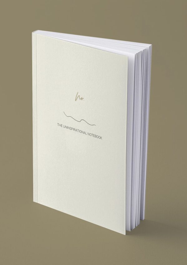 Mock up image of the Uninspirational notebook funny sarcastic journal pastel yellow cover
