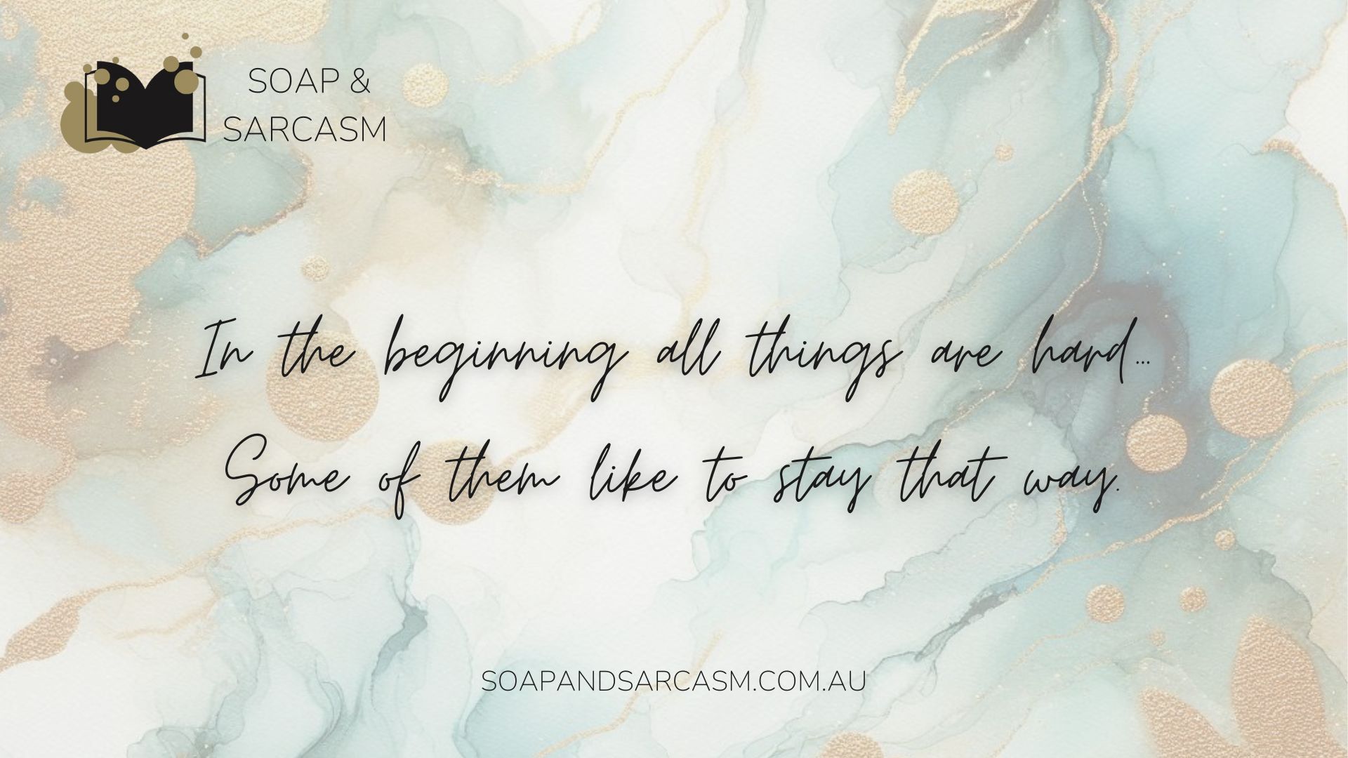 Funny saying graphic "In the beginning all things are hard… Some of them like to stay that way."