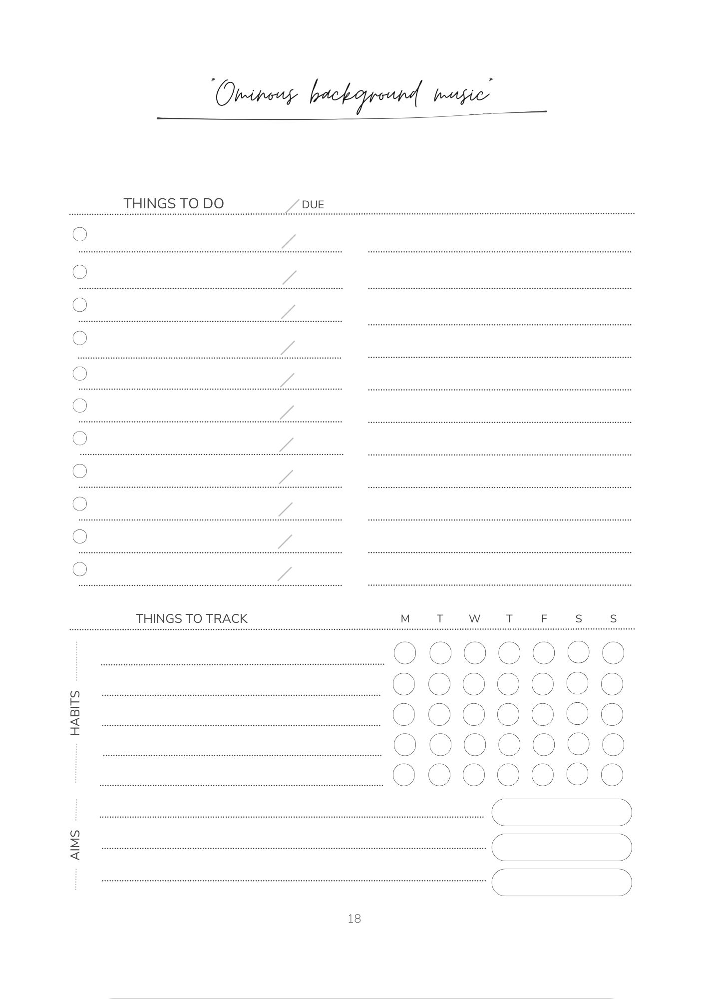 Unenthusiastic Weekly Planner mock up image interior page. weekly planner, to-do list, habit tracker.