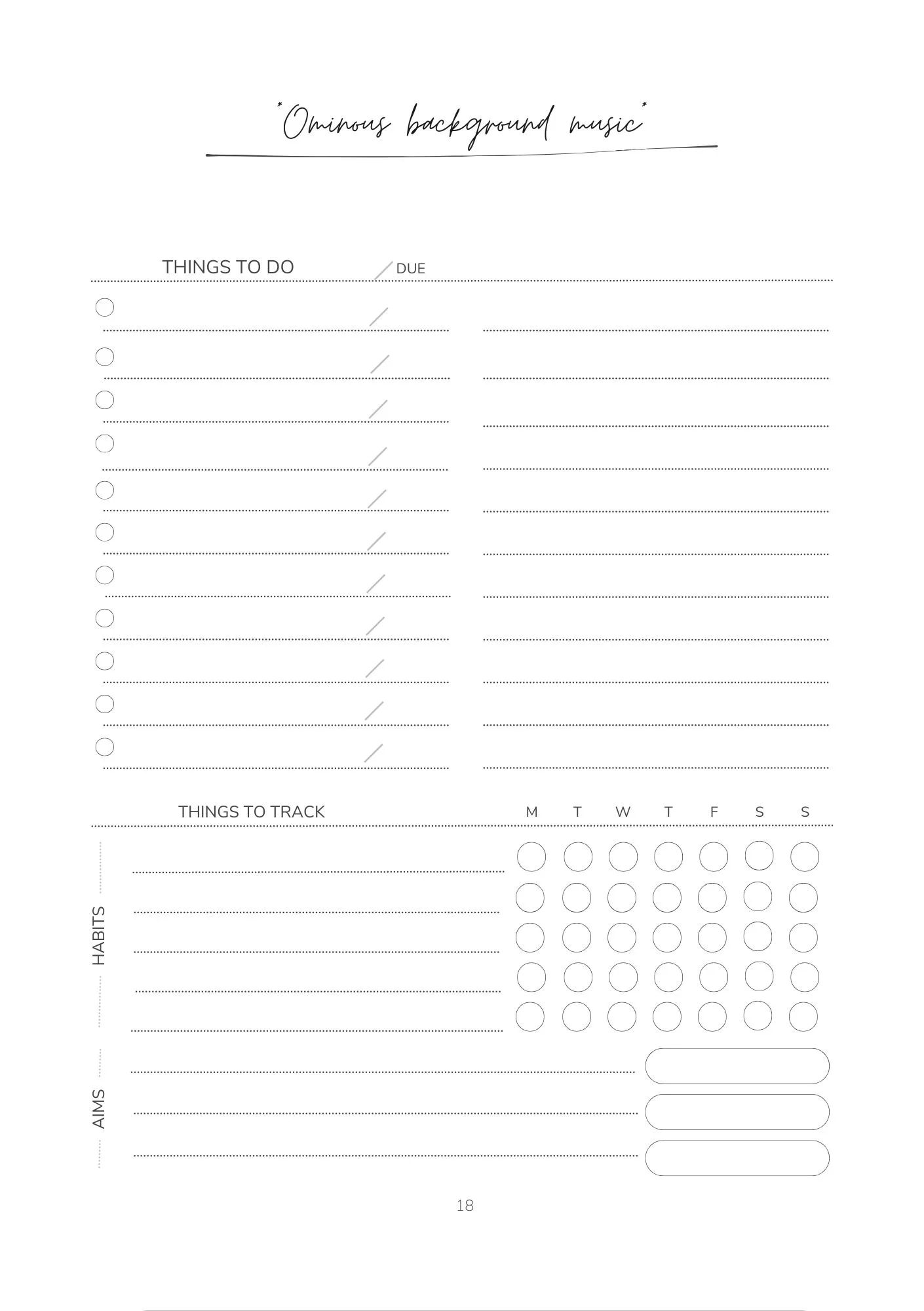 Unenthusiastic Weekly Planner mock up image interior page. weekly planner, to-do list, habit tracker.